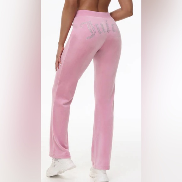 NWOT Juicy Couture OG Bling Dusty Rose Velour Pants - Picture 1 of 1